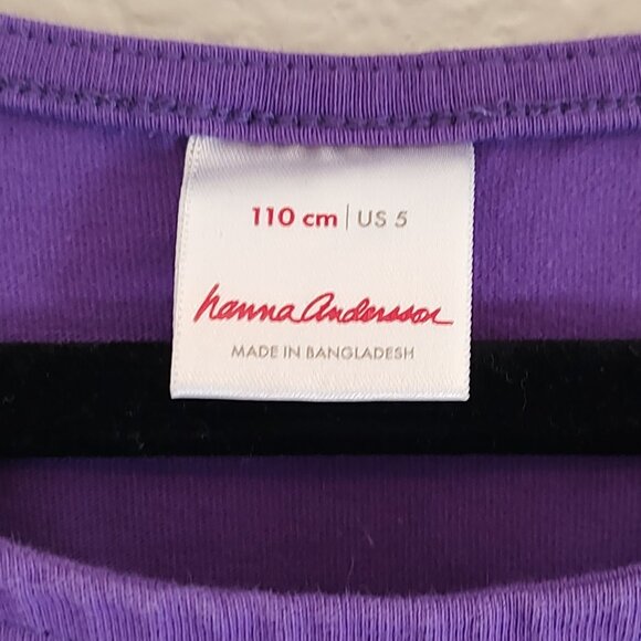Hanna Andersson 110 5T 5 Dress Cat Short Sleeve Purple Summer Spring - Picture 2 of 6